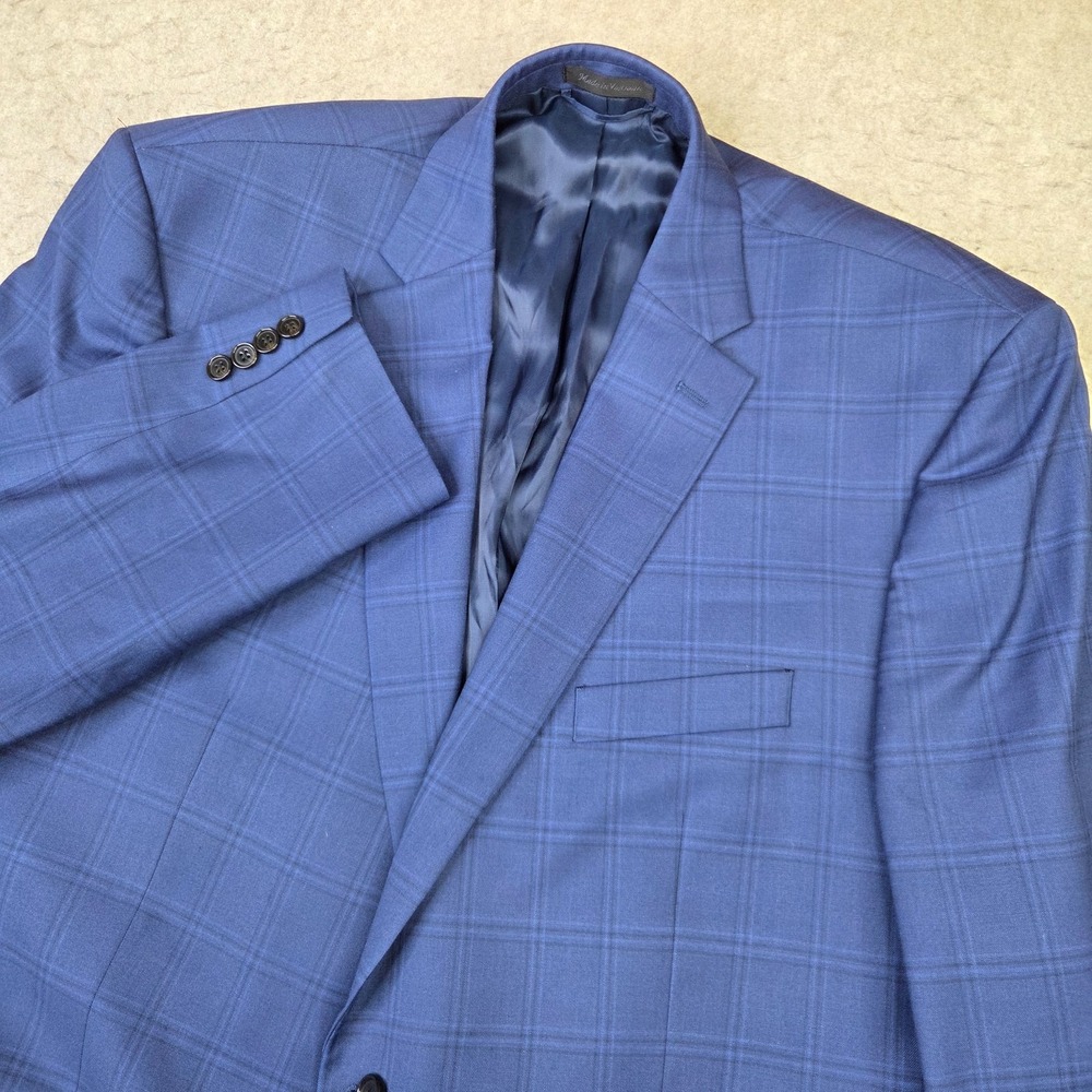Lauren Ralph Lauren Blazer Mens 48R Blue Windowpane Plaid Lightweight 2 Button